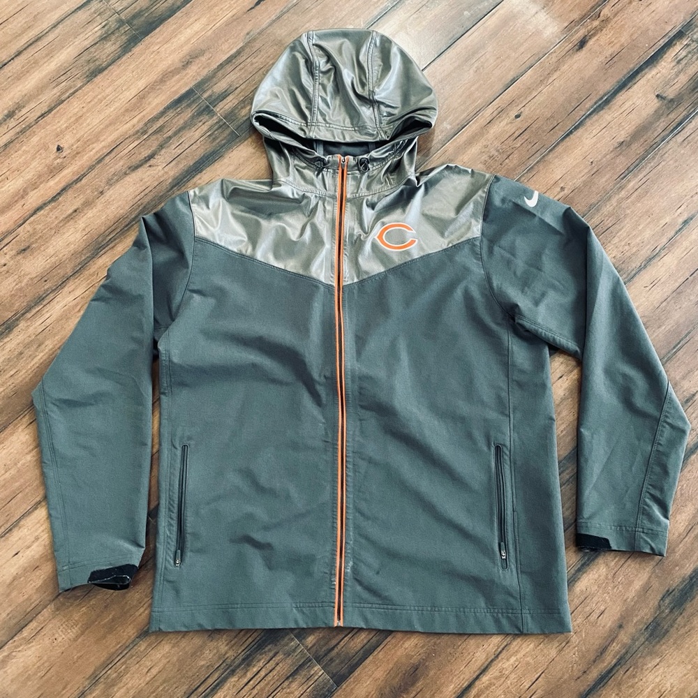 Nike NFL On Field Chicago Bears Rain Jacket Hoodie XL Dri Fit Mens